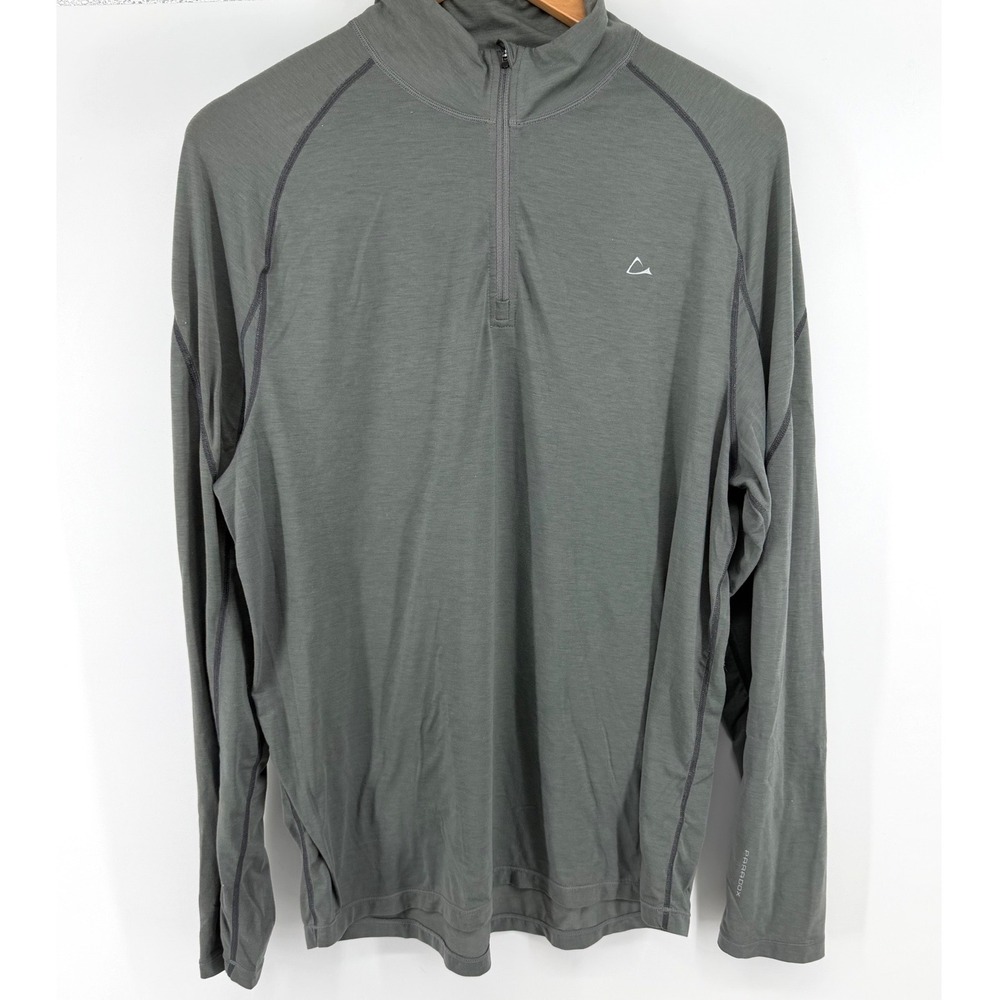 Paradox Mens Merino Wool Blend 1/4 Zip Base Layer Pullover Gray Large